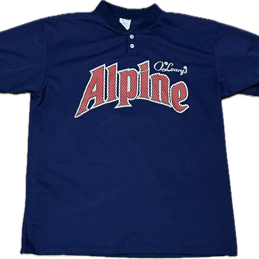 Vintage, Alpine Beer O'Leary's Navy Blue baseball Jersey.